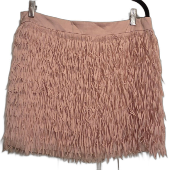 Express Blush Fringe Mini Skirt - Picture 1 of 4